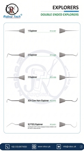 เครื่องมือสำรวจช่องปากแบบสองด้าน รุ่น Ergonomic Manual Double Ended Dental Explorer 3CH Cowhorn ผลิตจากสแตนเลสสตีล ได้รับการรับรองมาตรฐาน CE ระดับ Class I โดย Roboz Tech ประเทศปากีสถาน - Product Image 2