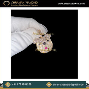 Custom SHRAMAN JEWELS 925 <b>Silver</b> Gold Plated Lab Grown Diamond Bull Dog Head Hip Hop Style Party Charm Fine Pendant <b>Necklace</b> - Product Image 5