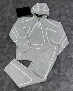 Custom <b>Oversize</b> Sportwear Streetwear Casual Sweatsuit 3m Reflective Windbreaker Nylon Tracksuit Men Jacket and <b>Jogger</b> Set - Product Image 2