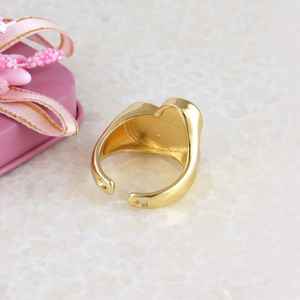 Anillo de Corazón Esmaltado en Blanco, Plata de Ley 925, Chapado en Oro de 14K, Banda Ajustable de Latón, Joyería Hecha a Mano para Mujer - Product Image 5