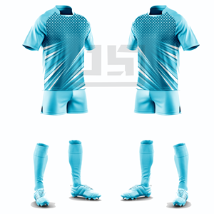 Maillot et short de rugby personnalisés haut de gamme, impression numérique, écologiques, coupe-vent, antibactériens, broderie 3D, col en V, athlétique - Product Image 3