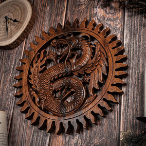 Handmade Decorative Dragon Wood Sculpture Premium Dragon Figurine Hand Carved Craft Wholesale Wooden Dragon Home Decoration - Product Image 4