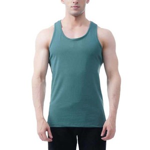 Débardeur sans manches pour homme, couleur turquoise, col rond, tricoté, décontracté, couleur unie, respirant, 100% coton - Product Image 1