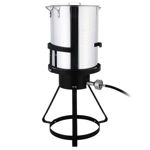 Supporto per Fornello da Esterno 13*32 Pollici in Ferro e Alluminio Nero Rotondo con Treppiede e Friggitrice a Gas Argento per Cucina all'Aperto - Product Image 3