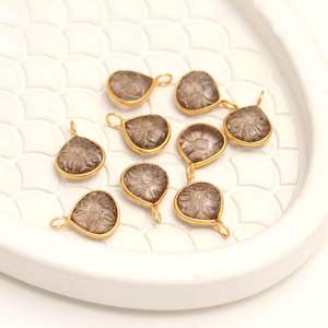 Colgante de Cuarzo Ahumado Natural en Forma de Flor, Plata de Ley 925, Tallado a Mano, Gema en Forma de Corazón, para Fabricación de Joyería, Venta al por Mayor, 12MM - Product Image 4