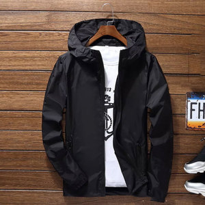 Chaqueta Cortavientos Ligera, Impermeable y Cálida para Hombre, con Cierre, Diseño Reversible con Capucha y Patrón Sólido, para Otoño - Product Image 2