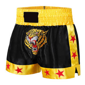 กางเกงมวยไทยชาย สีดำลายเสือเหลือง ปักลายเสือ สำหรับฝึกซ้อมและแข่งขัน ทรงปกติ ผ้าโพลีเอสเตอร์ยืดได้ สำหรับผู้ใหญ่ - Product Image 5