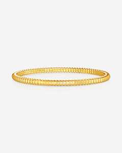 Cloud Coil Oval Cuff <b>Bracelets</b> 14k Solid Gold 3mm Width Ribbed Fluted Textured Modern Everyday Classic Stackable Bangle Factory - Product Image 1