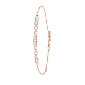 Elegante Brazalete de Cadena en Oro Rosa con Diamantes Baguette en Engaste de Canal, Diseño Minimalista, Joyería para Uso Diario de Mujer - Product Image 6