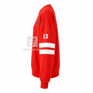 Custom Delta Sigma Theta Sorority Breathable Varsity <b>Sweatshirt</b> with Embroidered Logo on Front red White full Sleeve for Female - Product Image 3