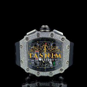Reloj Deportivo de Negocios con Diamantes de Imitación VVS Moissanite, Diseño Cuadrado, Movimiento de Cuarzo de 20 mm, Correa de Silicona, Regalo de Boda Elegante para Hombre - Product Image 1