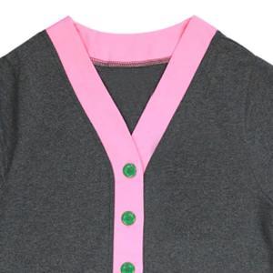 Cárdigan Grueso de Algodón 100% Rosa y Verde con Rayas, Cuello en V, Antiarrugas, para Todas las Estaciones, Estilo Universitario y Fraternidad - Product Image 2