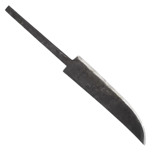 Lame de couteau en acier au carbone noir avec bord de coupe argenté, lame incurvée et pointue, et queue allongée pour la fabrication de manches personnalisés - Product Image 1