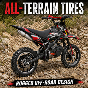 Mini moto à essence noire de 49 cm³ avec démarrage manuel, moto à 2 temps pour enfants, course et divertissement, moto tout-terrain pour enfants - Product Image 5