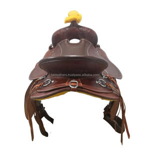 Selle Western en cuir de vache 100% la plus vendue Selle d'équitation de sentier de plaisance faite à la main en cuir véritable avec ensemble de punaises - Product Image 1