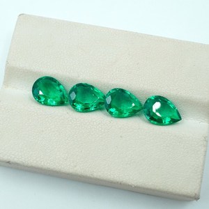 Piedra Preciosa de Esmeralda Cultivada en Laboratorio, Corte Pera Verde Facetado, 3.70ct (4 Piezas) HAYAAT GEMS 8x6mm para Joyería - Product Image 6