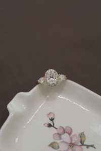Vintage Oval Lab Grown Diamond Engagement <b>Rings</b> Halo Set 14K 18K Solid Gold <b>Stacking</b> Luxury Classic Modern Elegant Wedding <b>Rings</b> - Product Image 2