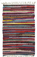 Tapis de sol/tapis de couloir moderne en coton/polyester tissé, fait main, lavable, à poils longs, rayé, avec envers réversible, pour la maison et les pique-niques, vente en gros