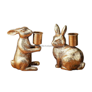 Gran oferta, portavelas de conejito personalizado, soporte cónico de hierro en oro acabado para boda, fiesta, hogar y decoración de eventos - Product Image 5