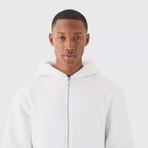 Sweat-shirts thermiques à capuche zippés pour hommes en coton et polyester, personnalisables, avec col en polaire, motif uni, en solde - Product Image 4