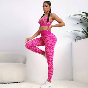 Custom 2PCS Printed Yoga Set Women High Waist <b>Butt</b> <b>Lift</b> <b>Leggings</b> Sports Bra Seamless Gym Workout Fitness Activewear - Product Image 5