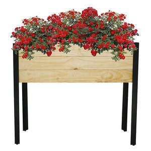 Maceta Rectangular Moderna de Madera, Caja con Patas de Acero con Revestimiento de Polvo, para Interior y Exterior, Jardín, Hogar, Macetas, Macetas - Product Image 1