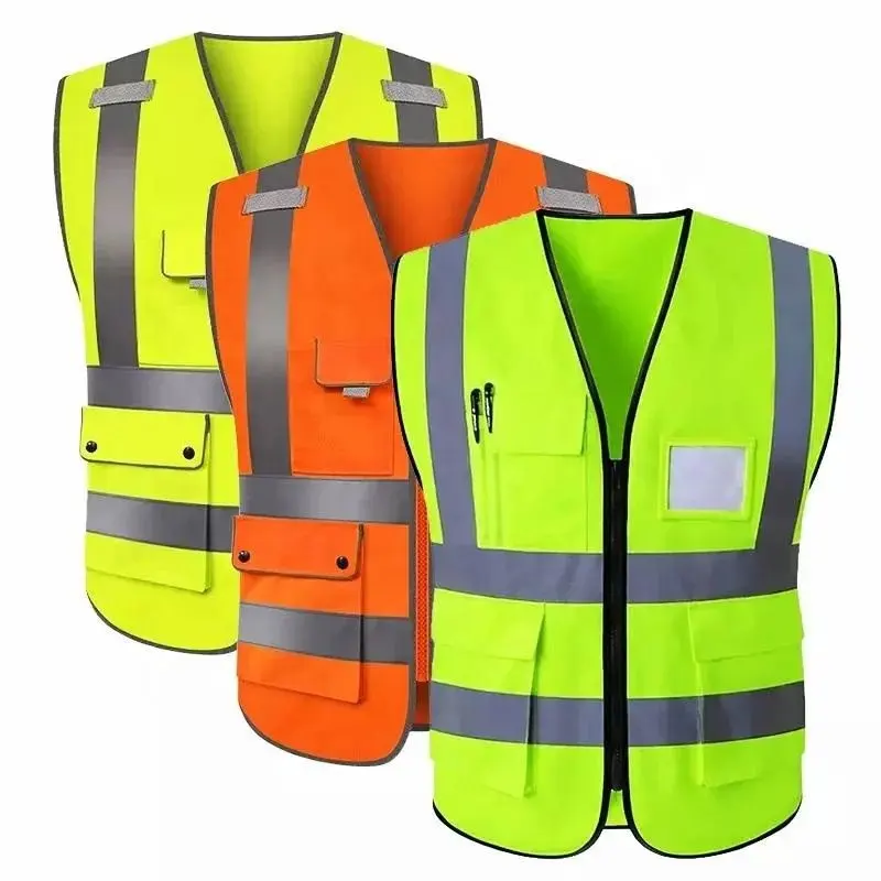 Customizable High Visibility Polyester Safety Jacket Outdoor High Reflective Vest LED Flash Feature Road Reflective Clothing