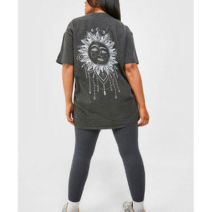 Custom Women's Acid Washed Cotton T-Shirts Summer Short Sleeve Loose Fit Ladies <b>Tops</b> OEM Fashion Casual Vintage Washed Tee - Product Image 6