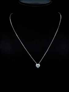 Collar con Colgante de Diamante Solitario en Forma de Corazón, Chapado en Rodio sobre Oro Blanco de 9K, Cadena de Eslabones, Moderno y de Alta Calidad, para Aniversario de Bodas - Product Image 2