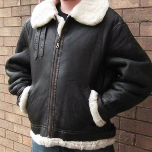 Veste bomber en peau de mouton B3 pour homme |   Veste d'aviateur en cuir de mouton véritable |   Veste d'hiver chaude pour pilote RAF, fabricant, vente en gros - Product Image 2