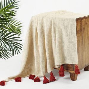 100% Cotton Jacquard Handmade Throw Blanket Classic Collection Fringes 125x150 cm All-Season Bedding Decorative Handmade - Product Image 1