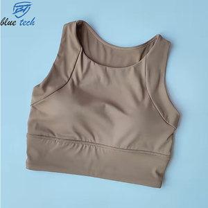 Women's Simple Sleeveless Yoga Sports <b>Bra</b> High for Breathable Crisscross <b>Straps</b> Front Logo Plus Size Gym Workout Activewear - Product Image 3