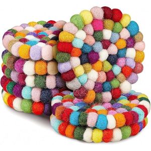 8 Pcs Cute Wool Absorbent Handmade Felt Ball <b>Coasters</b> White Colorful <b>Coaster</b> <b>Drinks</b> for Office Promotional Table <b>Coasters</b> for - Product Image 1