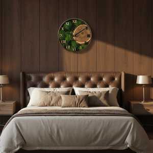 Personalized Moss Wall Clock: Handmade Walnut Wood Eco Decor Painting Decoration Item - Product Image 4