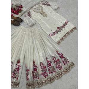 Conjunto de Traje de Fiesta para Mujer con Bordados de Encaje Blanco y Detalles Elegantes NF L - Product Image 5