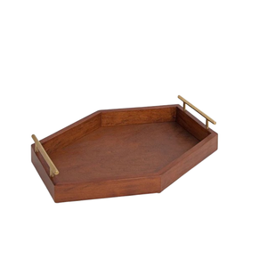 Multipurpose Rectangular <b>Large</b> Bamboo <b>Serving</b> <b>Tray</b> with Metal Handles Elegant <b>Serving</b> Kitchen Accessories - Product Image 2
