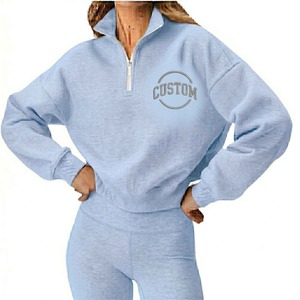 Sweat-shirt décontracté pour femme, personnalisé et confortable, avec fermeture éclair quart de tour, en molleton doux - Product Image 6