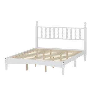<b>Queen</b> <b>Size</b> Retro Style Wood Platform <b>Bed</b> with Gourd Shaped Headboard Walnut Finish Wooden Slat Support - Product Image 5