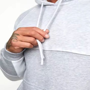 Ensemble sweat à capuche et pantalon de survêtement color block pour homme – Respirant, manches longues, coupe classique, blanc et gris, idéal pour l'automne - Product Image 2
