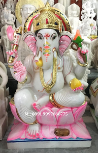 หินอ่อนสีขาวพระพิฆเนศรูปปั้น - Product Image 6