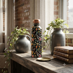 Botella de Agua de Cobre Hecha a Mano con Diseño Floral Kalamkari, Botella Metálica para Beber, Venta al Por Mayor, Exportación, Regalo para el Hogar y la Cocina, Proveedores - Product Image 3