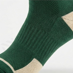 Green Crew <b>Socks</b> Solid Color Knitted 100% Cotton Breathable Casual Daily Wear for Adults Spring Season - Product Image 5