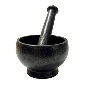 Juego de Mortero y Pilón de Hierro Negro Hecho a Mano, Molinillo de Especias de Hierro, Triturador de Hierbas, Herramienta de Cocina, Molinillo de Especias Tradicional - Product Image 1