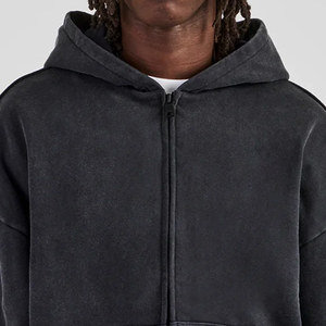 <b>Mens</b> Acid Washed Full Zip Hoodie Premium 100% Cotton Soft Fleece Casual Sportswear Streetwear Hooded <b>Sweatshirt</b> Factory - Product Image 5