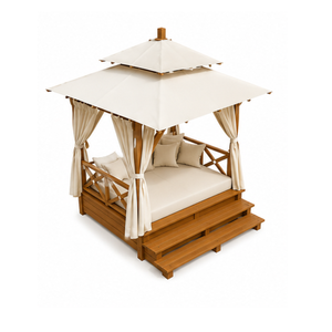 Cama de Exterior de Lujo con Toldo de Madera de Teca Sólida para Hotel, Resort, Villa, Jardín, Muebles Comerciales - Product Image 5