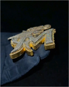 CONCEPTION Iced Out Shark Shape <b>Initial</b> Pendant Gold Plated VVS Hip Hop Bling <b>Necklace</b> For Men Women - Product Image 5