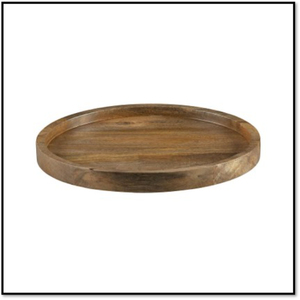Round Wooden <b>Storage</b> Tray Rustic Design Indoor <b>Tabletop</b> Decor Living Room Accessory Durable - Product Image 1