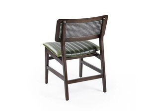 Silla de Comedor Moderna de Mediados de Siglo, de Madera, con Tapicería de Cuero Sintético y Respaldo de Mimbre - Product Image 4