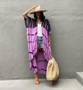 Summer Tie Dye <b>Kimono</b> <b>Women</b> Wear Rayon Casual <b>Kimono</b> - Product Image 1