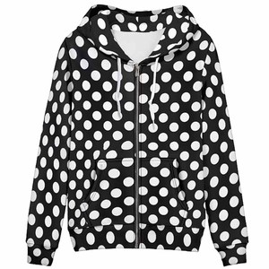 Sweat-shirt à capuche en coton tricoté à pois marron pour femme, coupe oversize avec épaules tombantes et poches, style streetwear décontracté pour l'automne - Product Image 4